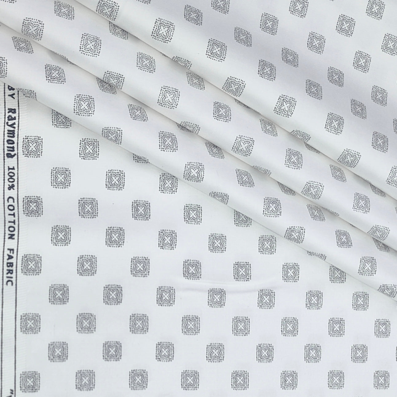 Shirt Fabric Raymond 100% Giza Cotton Print Colour Grey N White